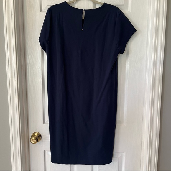 Cuyana Navy Blue Shift Cap Sleeve‎ Career Dress Knee Length Womens Size Large - Picture 11 of 11